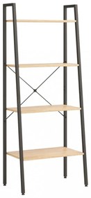4-szintes világosbarna-fekete állópolc 56 x 35 x 140 cm