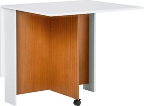 HOMCOM Összecsukható Étkezőasztal Mobil Íróasztal Összecsukható Munkaasztallal Oldalasztal Kerekeken Konyhához Fehér | Aosom