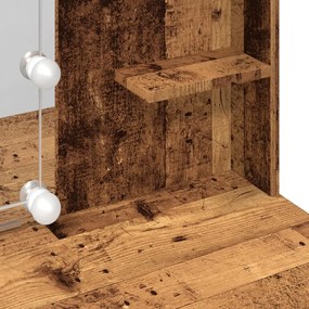 antik fa színű fésülködőasztal LED-del 96x40x142 cm