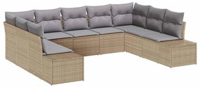 vidaXL Kerti Kanapé Szett 9 pcs Beige és Világosszürke Polyrattan