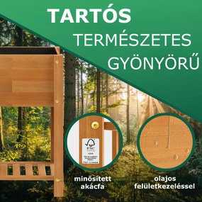 BOTANICA magaságyás akácfából, 68× 30×75cm, természetes barna Casaria