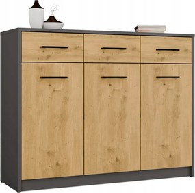 Komód Simplo 3D3S Szekrény 3 Fiókos 3 Ajtó Antracit Tölgy Artisan