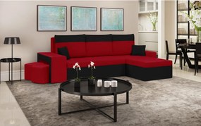 NEVADA Kinyitható sarokkanapé Piros/fekete