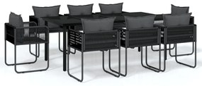 vidaXL 9 részes fekete kerti étkezőgarnitúra
