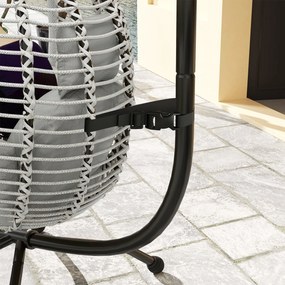 Outsunny Hajtható Függő Tojáshinta Párnával és Állvánnyal, Belső és Külső Használatra, Fém, Polipropilén Kötél, Szürke, 110L x 100W x 188H cm | Aosom