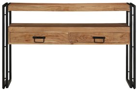 Végasztalok Fekete 120x33x75 cm Tömör akácfa és fém