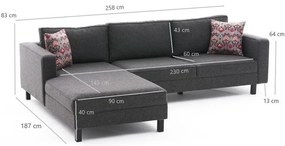 Sarokkanapé Kale Linen Balos - Antracit