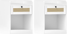 HOMCOM 2 db Éjjeliszekrény Ráccsal Ellátott Fiókkal - 40x40x53 cm - Fehér | Aosom