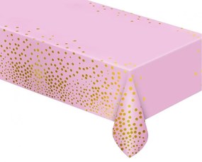 Rózsaszín B&C Gold Dots fólia asztalterítő 137x183 cm