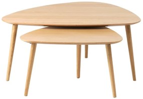 Natúr színű dohányzóasztal szett tölgyfa dekorral 2 db-os 70x100 cm Adda – Unique Furniture