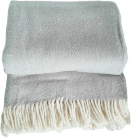 Gyapjú takaró rojtokkal 150x200 Diagonal új-zélandi gyapjú világosszürke