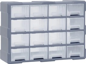 vidaXL többfiókos tároló 16 közepes méretű fiókkal 52 x 16 x 37 cm