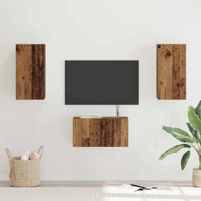 TV szekrény garnitúra 3 pcs Régi fa 60 x 30 x 30 cm Faanyag