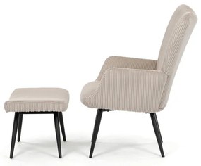 Bézs Kordbársony Relax Fotel Lábtartóval. AK-L7285 CRM6