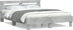 vidaXL betonszürke szerelt fa ágykeret fejtámlával 140x190 cm