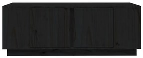 Fekete tömör fenyőfa dohányzóasztal 110x50x40 cm
