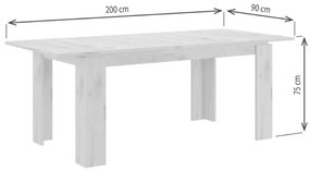 Titan étkezőasztal 160-200 cm nox tölgy