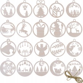 Karácsonyi Díszek 20 db Karácsonyi Díszek 9cm Juta zsinór