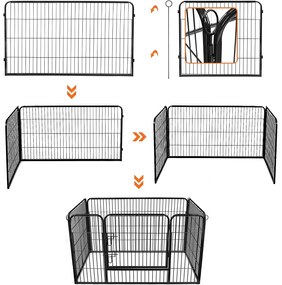 Kutya kennel, kutyaketrec 122x80x70 cm, kültéri kisállat kifutó, fekete