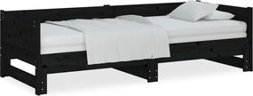 vidaXL fekete tömör fenyőfa kihúzható kanapéágy 2x(90x200) cm