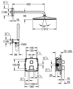 GROHE 34879000 - Falba süllyesztett zuhanyrendszer PRECISION CUBE 310 × 310 mm króm