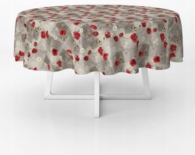 Abrosz Cerata Barna Pipacs Virágok Kerek Vastag Kör 140 cm