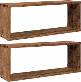 vidaXL 2 db antik fa színű szerelt fa fali kockapolc 60 x 15 x 23 cm