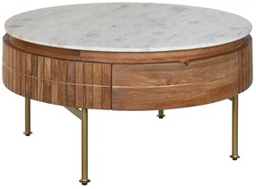 MOLINARO modern márvány/mangófa dohányzóasztal - 85cm