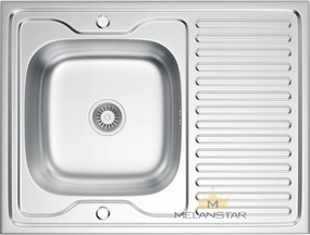 Mosogatótálca Acél Mikrotextúra 80x60 cm Egymedencés Szifon