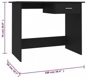 fekete szerelt fa íróasztal 100 x 50 x 76 cm