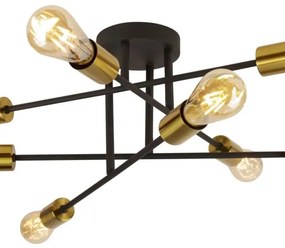 Searchlight 8048-8BK - Felületre szerelhető csillár ARMSTRONG 8xE27/60W/230V sárgaréz