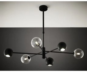 Jupiter 1995 - Csillár rúdon MOKA 3xGU10/10W/230V + 3xG9/10W/230V fekete/átlátszó