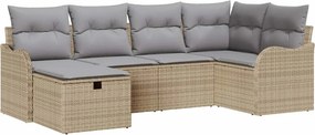 vidaXL Kerti Kanapé Szett párnával tárolóval 6 pcs Bézs Poli rattan
