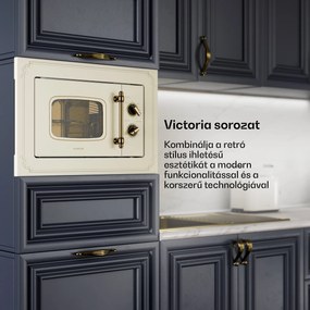 Klarstein Victoria 20, beépített mikrohullámú sütő, 20 l, 800 W, grill: 1000 W, elefántcsont