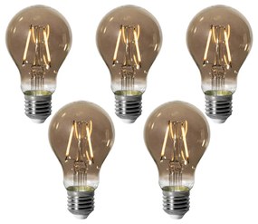 5 db E27 dimbare LED lamp A60 smoke 3W 250 lm 2200K