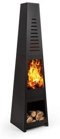 Blumfeldt Monument, kerti kandalló, rozsdamentes acél, faszén tárolótér, fekete