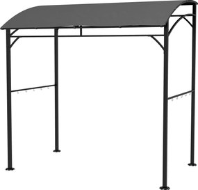 Outsunny Grill Pavilon 215 x 150 x 220 cm Vízálló Kert Pavilon Ívelt Tetővel, Kerti Pavilon Akasztókkal, BBQ Pavilon, Kerti Sátor Grill Sátor Bulikhoz