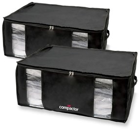 Vákuumos-megerősített textil ruhatároló doboz szett 2 db-os 65x45x27 cm Black Edition – Compactor