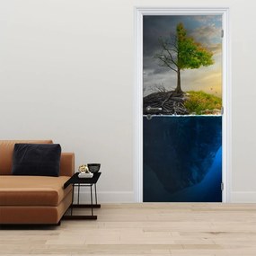 Fotótapéta ajtóra - Két oldal illusztrációja (95x205cm)