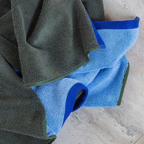 Sötétzöld-kék frottír bio pamut törölköző szett 2 db-os 40x55 cm Soft – Mette Ditmer Denmark