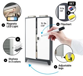Fém iratszekrény JAN II, 1150 x 185 x 400 mm, antracit-fehér
