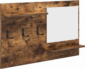 vidaXL Fali Kabáthorog polcokkal Füstölt tölgy 90 x 10 x 50 cm Faanyag
