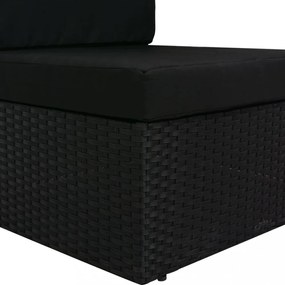 3 személyes fekete elemes polyrattan kanapé