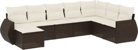 vidaXL 8 részes barna polyrattan kerti ülőgarnitúra párnákkal