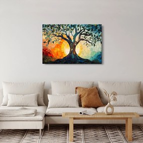 Kép – Mozaik – nap és fa I. (90x60 cm)