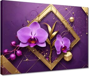 Vászonkép 40x30 Lila orchideák és arany