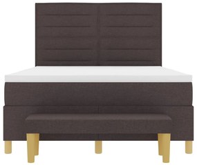 vidaXL Boxspring Ágy Mattal és Pad sötétbarna 160x200 cm szövet