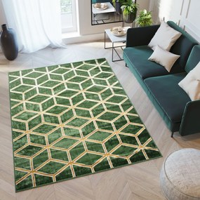 TURMALIN Modern zöld szőnyeg egyedi arany geometrikus mintával Szélesség: 80 cm | Hossz: 150 cm