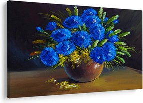Kék virágok képe egy vázában (90x60 cm)