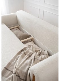 Elefántcsont színű buklé kinyitható-tárolóhelyes kanapé 244 cm Arcadova – ELTAP